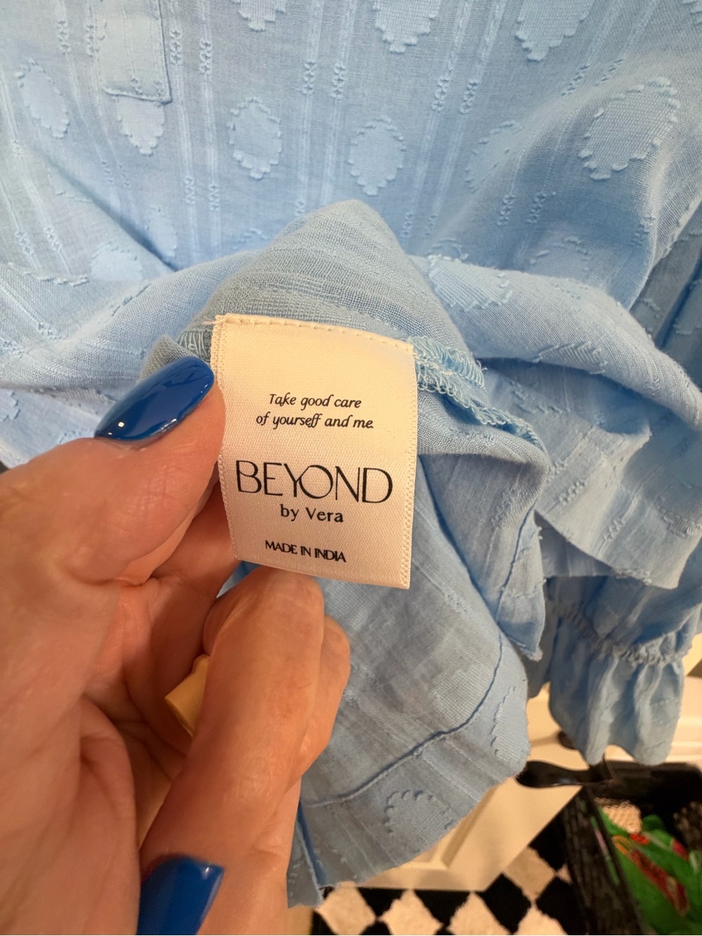 Light Blue Ruffle-Back Women's Blouse - Picture 4 of 10